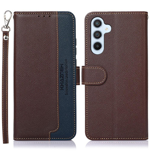 Samsung Galaxy S25 FE 5G KHAZNEH Litchi Texture Leather RFID Phone Case - Brown
