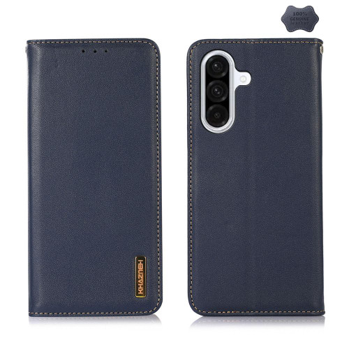 Samsung Galaxy S25 FE 5G KHAZNEH Nappa Top Layer Cowhide Leather Phone Case - Blue