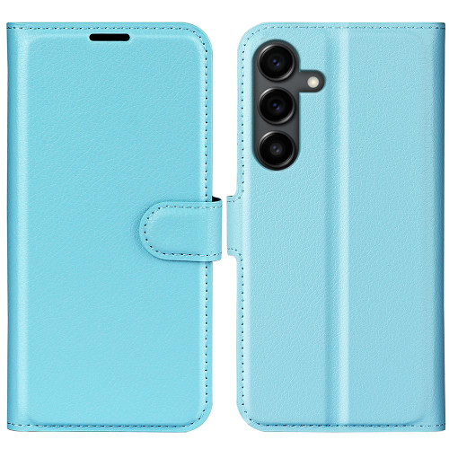 Samsung Galaxy S25 FE 5G Litchi Texture Horizontal Flip Leather Phone Case with Holder - Blue