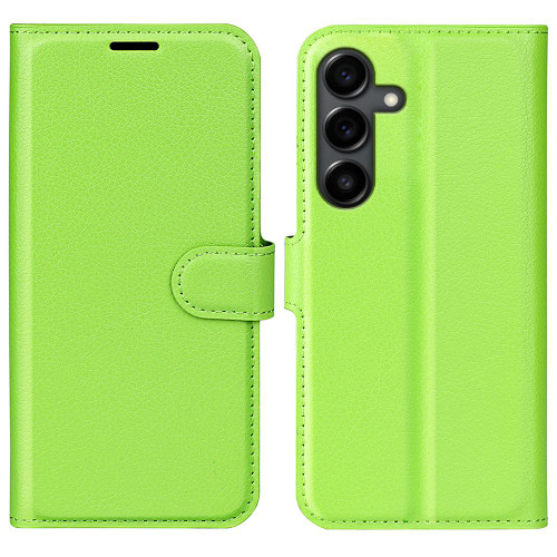 Samsung Galaxy S25 FE 5G Litchi Texture Horizontal Flip Leather Phone Case with Holder - Green