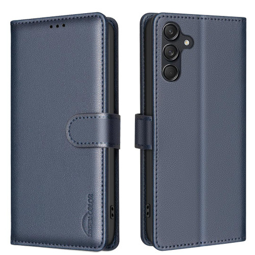 Samsung Galaxy S25 FE 5G Litchi Texture RFID Anti-theft Leather Phone Case - Blue