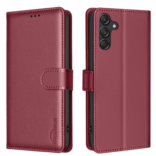 Samsung Galaxy S25 FE 5G Litchi Texture RFID Anti-theft Leather Phone Case - Red