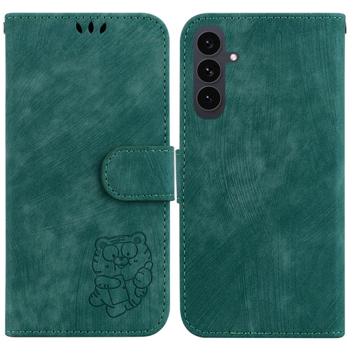 Samsung Galaxy S25 FE 5G Little Tiger Embossed Leather Phone Case - Green