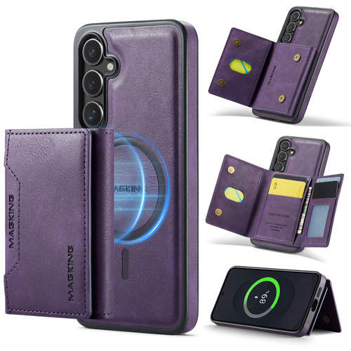 Samsung Galaxy S25 FE 5G MAGKING K2 Series MagSafe RFID Card Bag Detachable Phone Case - Purple