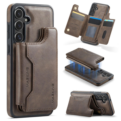 Samsung Galaxy S25 FE 5G MAGKING K3 Series MagSafe RFID Card Bag Detachable Phone Case - Coffee