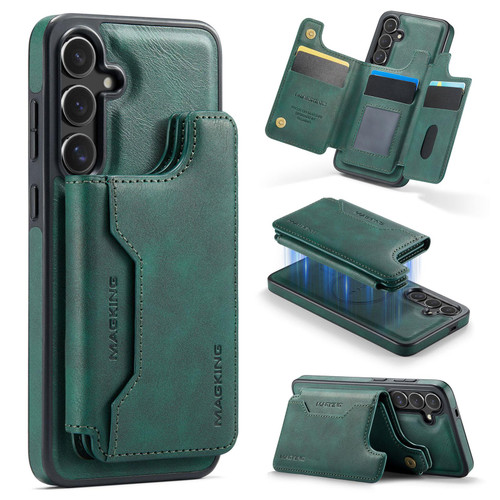 Samsung Galaxy S25 FE 5G MAGKING K3 Series MagSafe RFID Card Bag Detachable Phone Case - Green