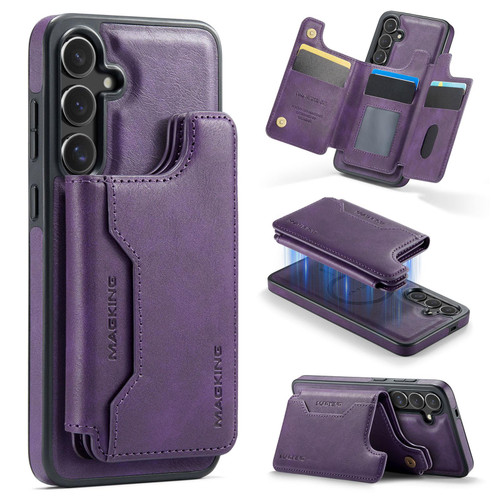 Samsung Galaxy S25 FE 5G MAGKING K3 Series MagSafe RFID Card Bag Detachable Phone Case - Purple