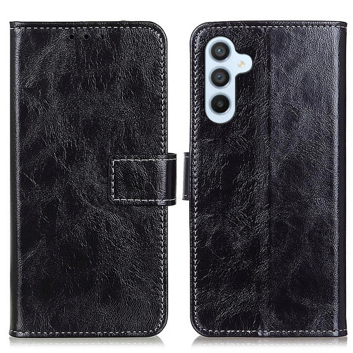 Samsung Galaxy S25 FE 5G Retro Crazy Horse Texture Leather Phone Case - Black