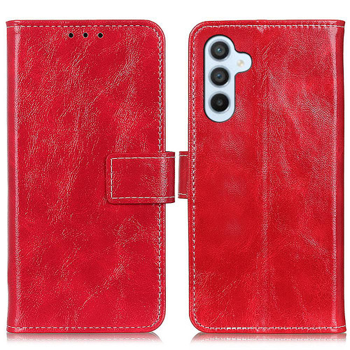 Samsung Galaxy S25 FE 5G Retro Crazy Horse Texture Leather Phone Case - Red
