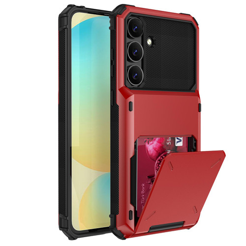 Samsung Galaxy S25 FE 5G Scratch-Resistant Shockproof Heavy Duty Rugged Armor Phone Case - Red