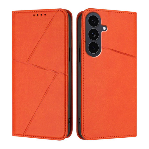 Samsung Galaxy S25 FE 5G Strong Magnetic Frosted Flip Leather Phone Case - Orange