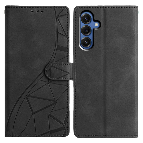Samsung Galaxy S25 FE 5G Triangles Embossed Leather Phone Case - Black