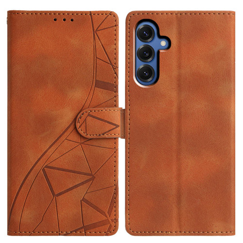 Samsung Galaxy S25 FE 5G Triangles Embossed Leather Phone Case - Brown