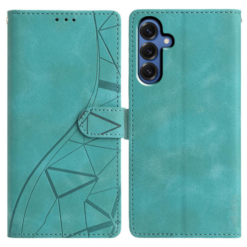 Samsung Galaxy S25 FE 5G Triangles Embossed Leather Phone Case - Green