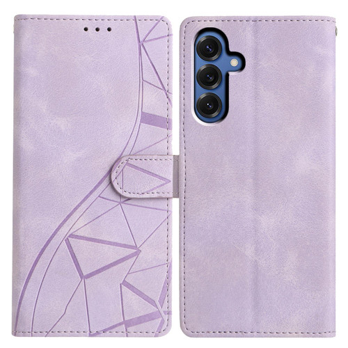 Samsung Galaxy S25 FE 5G Triangles Embossed Leather Phone Case - Purple
