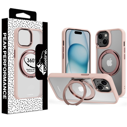 Baseline RingRound 360-degree Kickstand Case w/ MagSafe for Apple iPhone 15 - Pink