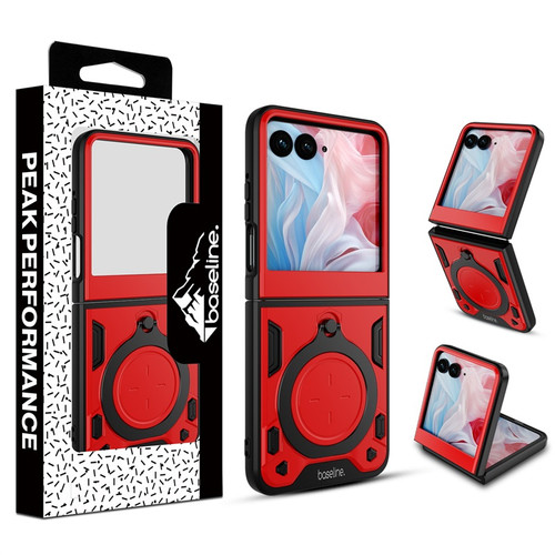 Baseline Anti-Drop Hybrid Protector Case (with Ring Stand) for Motorola razr (2025) / razr (2024) - Red / Black