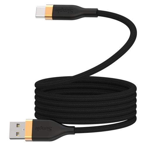 Simple - Magnetic USB A To USB C Cable 6ft - Black