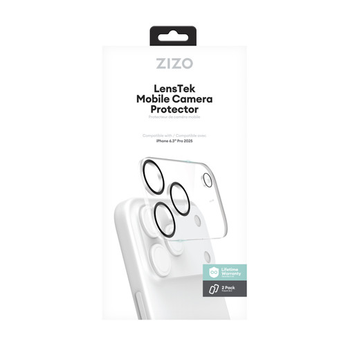 ZIZO LensTek iPhone 17 Pro Camera Lens Protector (2 Pack) - Black