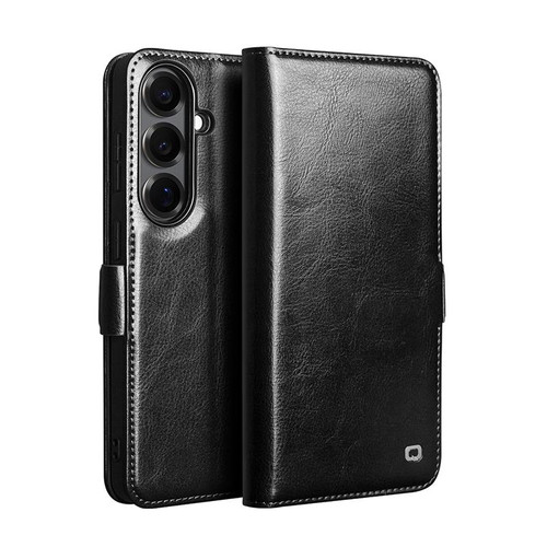 Samsung Galaxy S26 5G QIALINO Classic 103 Buckle Genuine Leather Phone Case - Black