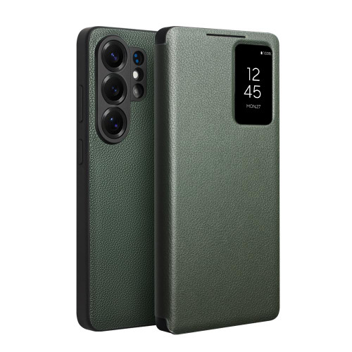 Samsung Galaxy S26 Ultra 5G QIALINO Magnetic Genuine Leather Phone Case - Green