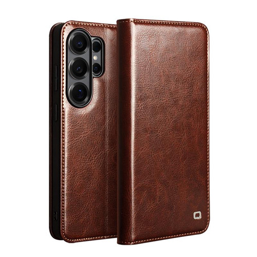 Samsung Galaxy S26 Ultra 5G QIALINO Genuine Leather Phone Case - Brown