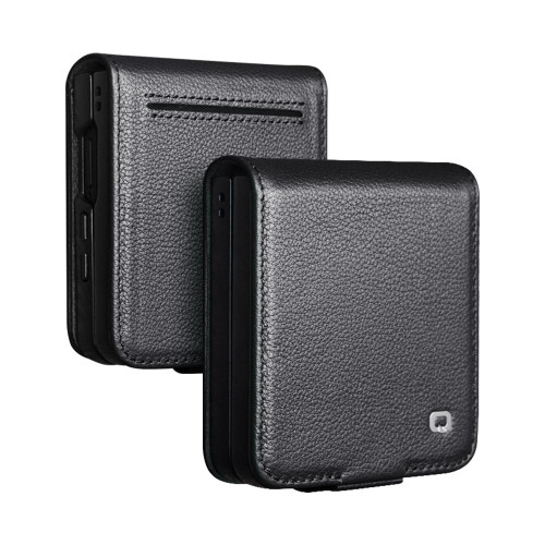 Samsung Galaxy Z Flip7 5G QIALINO Classics 3rd Genuine Leather Phone Case - Black