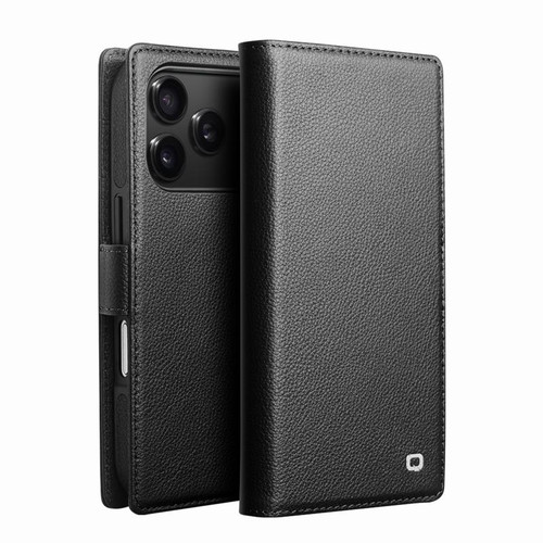 iPhone 17 Pro QIALINO Classics 3rd Genuine Leather Phone Case - Black