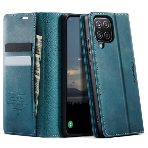 Samsung Galaxy A12 5G CaseMe 033 Calf Leather Lining Microfibre RFID Blocking Phone Case - Green