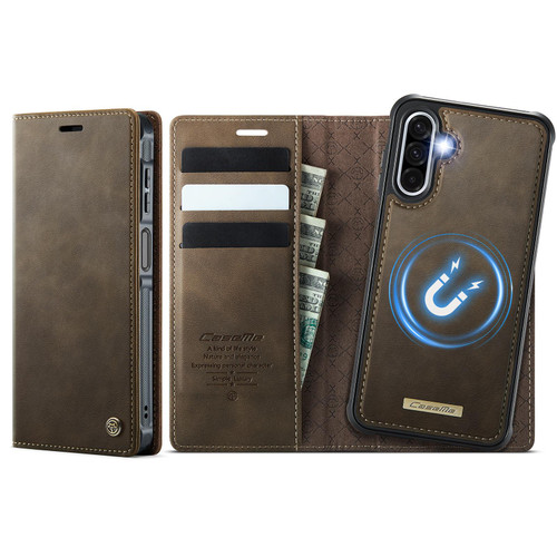 Samsung Galaxy A17 5G CaseMe C49 Magnetic RFID Blocking Detachable Wallet Leather Phone Case - Coffee