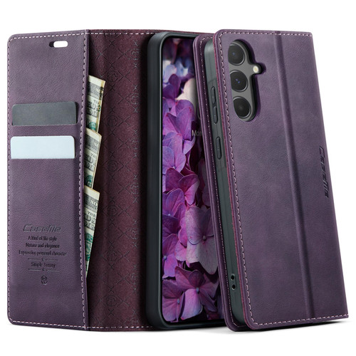 Samsung Galaxy A35 5G CaseMe 033 Calf Leather Lining Microfibre RFID Blocking Phone Case - Purple