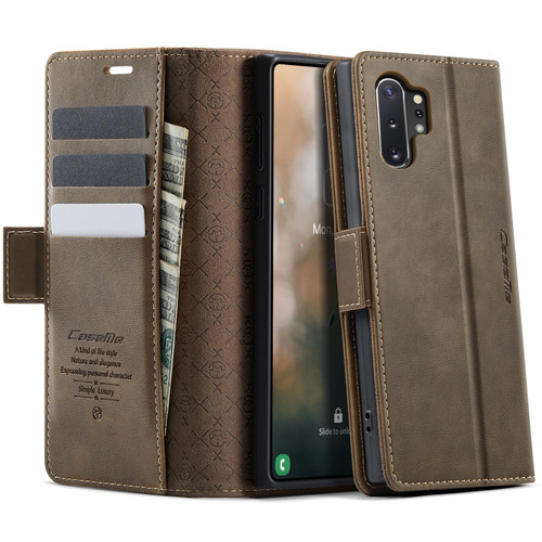 Samsung Galaxy Note10+ CaseMe 033 Calf Leather Lining Microfibre RFID Blocking Phone Case - Coffee