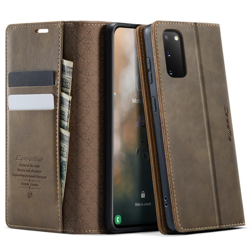 Samsung Galaxy S20 CaseMe 033 Calf Leather Lining Microfibre RFID Blocking Phone Case - Coffee
