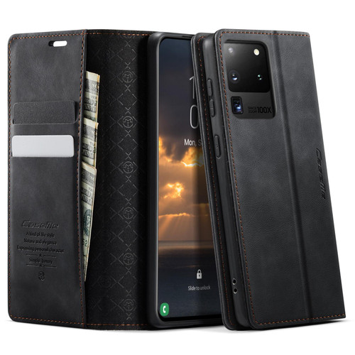 Samsung Galaxy S20 Ultra CaseMe 033 Calf Leather Lining Microfibre RFID Blocking Phone Case - Black