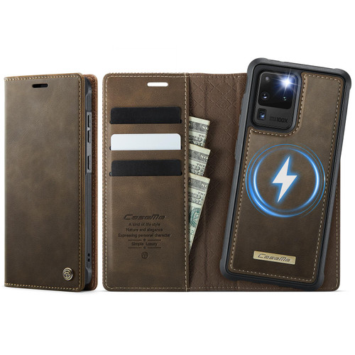 Samsung Galaxy S20 Ultra CaseMe C49 Magnetic RFID Blocking Detachable Wallet Leather Phone Case - Coffee