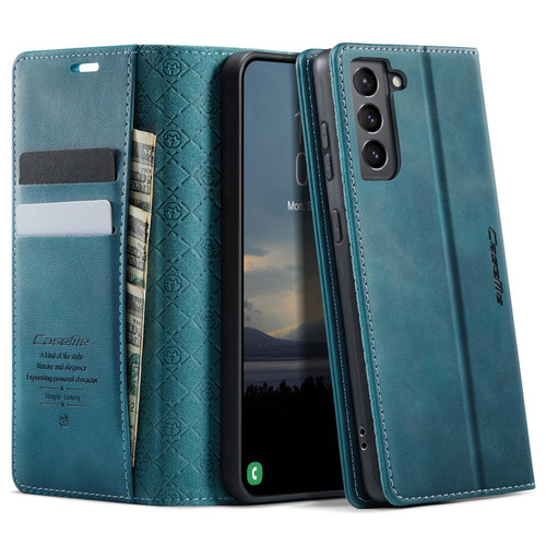 Samsung Galaxy S21 FE 5G CaseMe 033 Calf Leather Lining Microfibre RFID Blocking Phone Case - Green