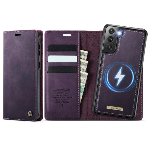 Samsung Galaxy S21 FE 5G CaseMe C49 Magnetic RFID Blocking Detachable Wallet Leather Phone Case - Purple