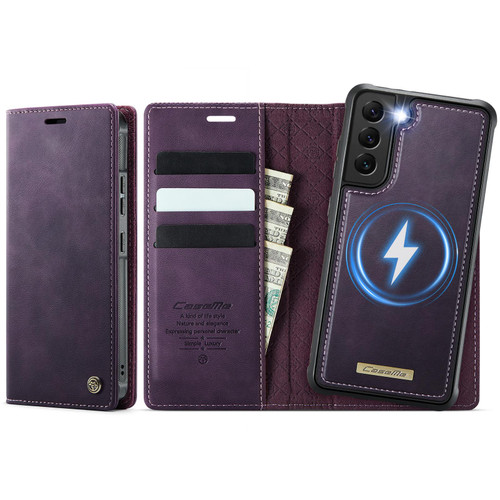 Samsung Galaxy S22+ 5G CaseMe C49 Magnetic RFID Blocking Detachable Wallet Leather Phone Case - Purple