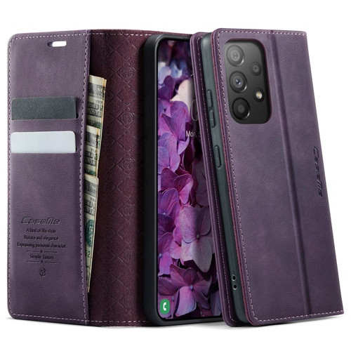 Samsung Galaxy A33 5G CaseMe 033 Calf Leather Lining Microfibre RFID Blocking Phone Case - Purple