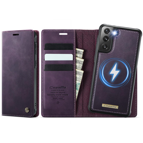 Samsung Galaxy S21 5G CaseMe C49 Magnetic RFID Blocking Detachable Wallet Leather Phone Case - Purple