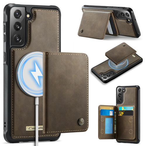 Samsung Galaxy S22 5G CaseMe Me80 Series Detachable Wallet Magnetic RFID Vegan Leather Phone Case - Coffee