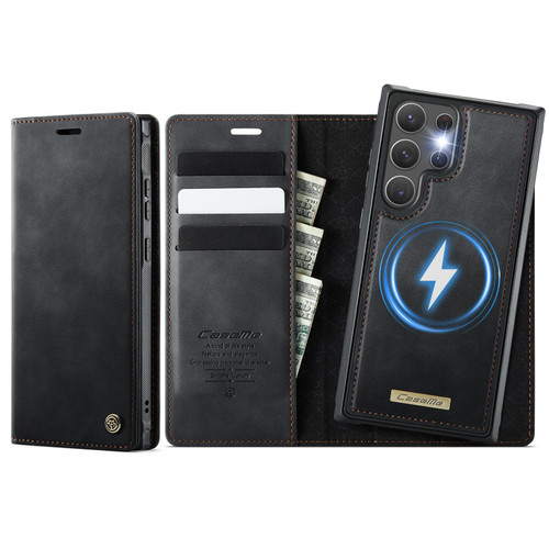 Samsung Galaxy S22 Ultra 5G CaseMe C49 Magnetic RFID Blocking Detachable Wallet Leather Phone Case - Black