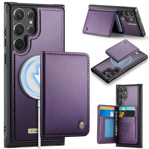 Samsung Galaxy S22 Ultra 5G CaseMe Me80 Series Detachable Wallet Magnetic RFID Vegan Leather Phone Case - Purple