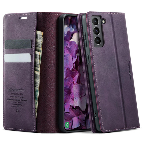 Samsung Galaxy S21+ 5G CaseMe 033 Calf Leather Lining Microfibre RFID Blocking Phone Case - Purple