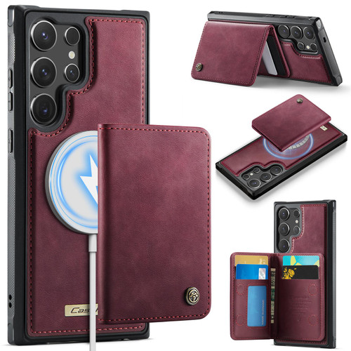 Samsung Galaxy S24 Ultra 5G CaseMe Me80 Series Detachable Wallet Magnetic RFID Vegan Leather Phone Case - Red