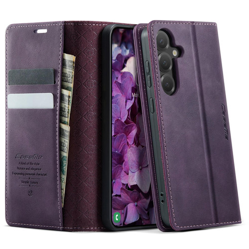 Samsung Galaxy S24+ / S25+ 5G CaseMe 033 Calf Leather Lining Microfibre RFID Blocking Phone Case - Purple