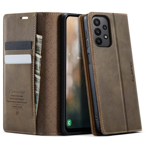 Samsung Galaxy A23 / M23 CaseMe 033 Calf Leather Lining Microfibre RFID Blocking Phone Case - Coffee
