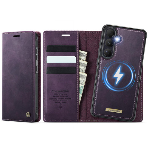 Samsung Galaxy S26+ 5G CaseMe C49 Magnetic RFID Blocking Detachable Wallet Leather Phone Case - Purple