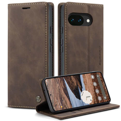 Google Pixel 10a CaseMe 013 Multifunctional Horizontal Flip Leather Phone Case - Coffee
