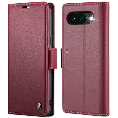 Google Pixel 10a CaseMe 023 Butterfly Buckle Litchi Texture RFID Anti-theft Leather Phone Case - Red